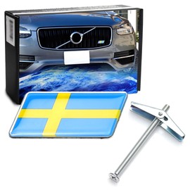iJDMTOY Sweden Flag Emblem Badge w/Grille/Mesh Mount Toggle Bolt Anchor Compatible with Swedish Scandinavian Cars Volvo Saab Scania, etc