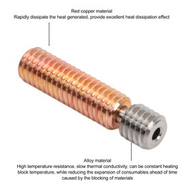 Pack of 4 All-Metal Heatbreak, Extruder Neck Tube Made of Copper Alloy with Transparent Threads, Professional 3D Printer Heatbreak (for MK8)