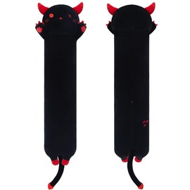 SNOWOLF Stuffed Cat Devil Long Cushion Plush Animal Toy Soft Kawaii Stuff Cuddly Toy Adorable Hug Pillow for Children (70 cm, Black)