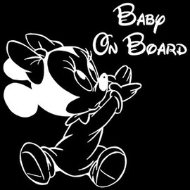 Rainbow Animated Design Minnie Baby on Board Car Bumper Truck Decal Sticker 5.5 INCHES