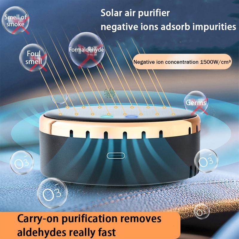 Solar-Powered Mounted Car Air Humidifier - Color: Black