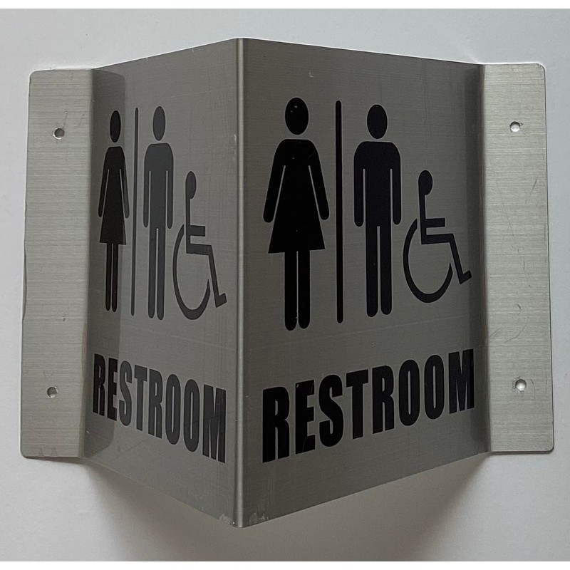 Corridor Restroom accessible sign-Restroom accessible Hallway sign (Aluminium,5x6 SILVER)-le couloir