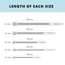 INTMALTE Cable Ties 500 Pack Plastic Zip Ties Heavy Duty Tie Wraps Self Locking Small Nylon Zip Tiesfor Home, Office, Garden, Assorted in Sizes 100mm, 150mm, 200mm, 250mm (Size1, White)