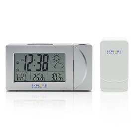 Projection Clock Projection Clock with Weather Forecast Display, (RPW3008 Silver)