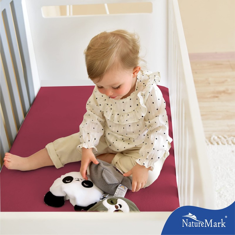 NatureMark Set of 2 Children's Jersey Fitted Sheets, 100% Cotton,