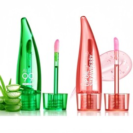 Aloe Vera and Strawberry Lip Oil, 2 Pcs Color Changing Lipstick Lip Oil Tinted Set, Natural, Easy to Application, Long Lasting, Moisturize and Lip Plumping, Lip Gloss