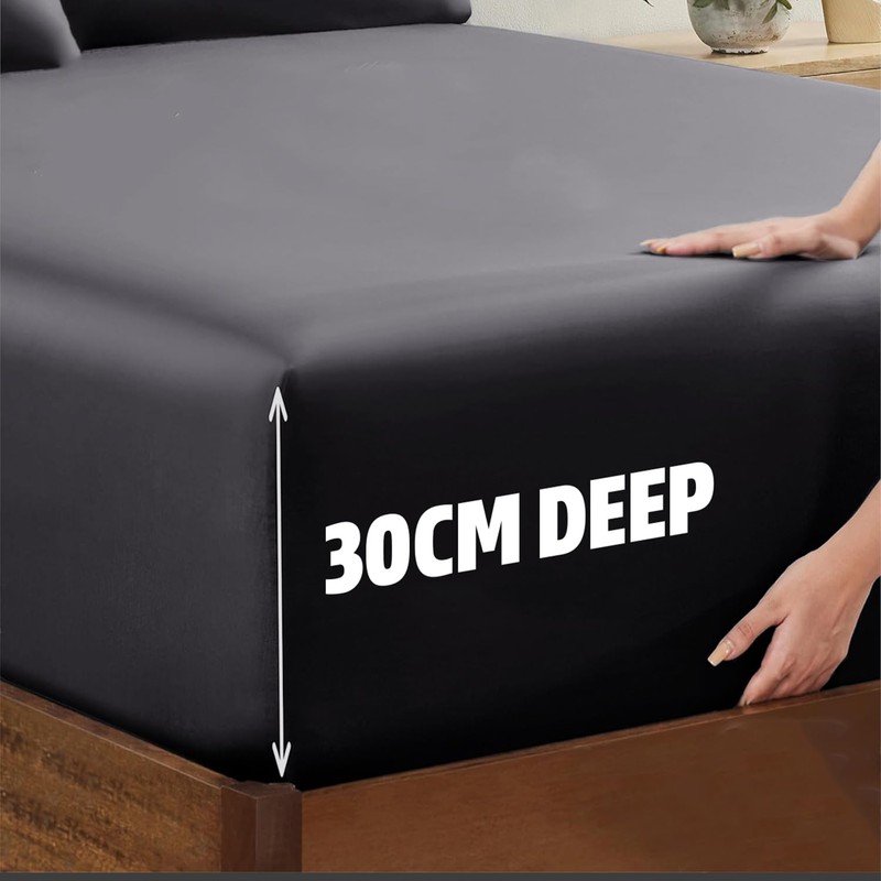 AL NOOR HOME Premium Charcoal Fitted Sheet - 100% Pure