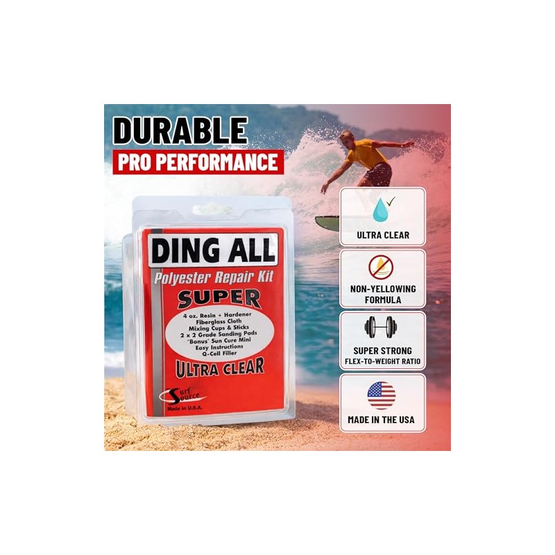 Ding All Polyester Repair Kit for Surfboards - 4 Oz