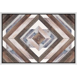 SIGNWIN Framed Canvas Print Wall Art Western Decor Geometric Diamond Pattern Collage Abstract Shapes Modern Art Decorative Nordic Rustic Wood Panel for Living Room, Bedroom, Office - 24"x36" White