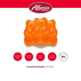 Albanese World's Best Orange Gummi Bears, 5lbs of Candy