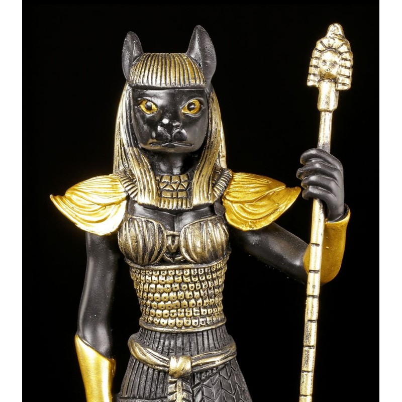 Egyptian Bastet Figurine Black Gold - Warrior Decoration Egypt Statue
