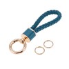 A ABSOPRO Car Keychain Universal Key Chain with Ring for Key Fobs for Home for Women Faux Leather Navy Blue Gold Tone