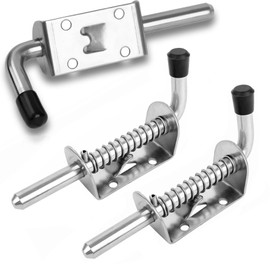 Gate Latch, Pack of 2 Spring Latches 304 Stainless Steel, Spring Latch with Rubber Handle, Sliding Latch, Gate Latch with Spring, Latch Lock, Door Bolt for Shed Doors, Doors, Windows, Garages (10 x