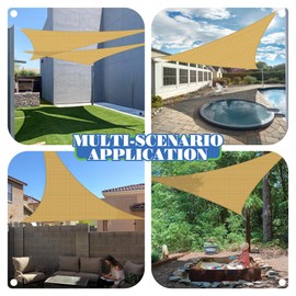 ECOOPTS 18'x24'x30' HDPE Sun Shade Sail Right Triangle Canopy Shades for Outdoor Patio Pergola Cover Blockage 95% UV Resistant(Sand)