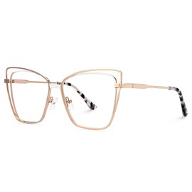 Zeelool Butterfly Glasses Metal Eyewear for Women Blue Light Blocking Glasses Anti Eyestrain Glasses ZJGM139501-03 Gold