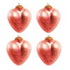 3" Mercury Crackle Glass Heart Christmas Ornament Set of 4