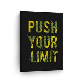 Smile Art Design Push Your Limit Lettering Green Yellow Motivational Canvas Wall Art Inspirational Wall Art Entrepreneur Quote Canvas Print Modern Office Living Room Decor Gift Ready to Hang 22x15