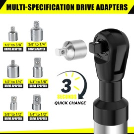 QVIKPMU Offset Extension Wrench, Multifunctional Offset Extension Wrench Impact for Electric Drill, Electric Ratchet Wrench with 2 conversion head, 6 Conversion Adapters, Slim Design for Tight Spaces