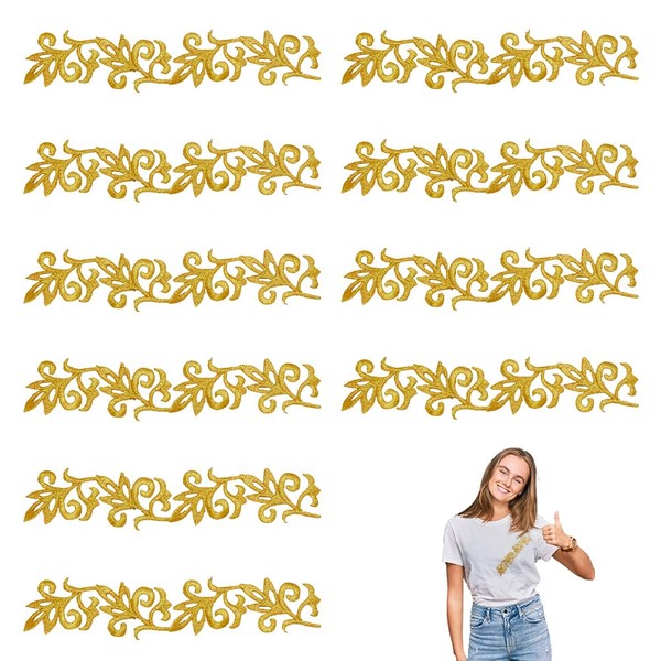 NBEADS 10 Pcs Gold Flower Embroidery Patch, Gold Embroidery Lace