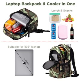 OUTXE Mochila enfriadora aislada de 22 litros, Bolsa enfriadora para el Almuerzo, Mochila Diaria de Trabajo, Camuflaje