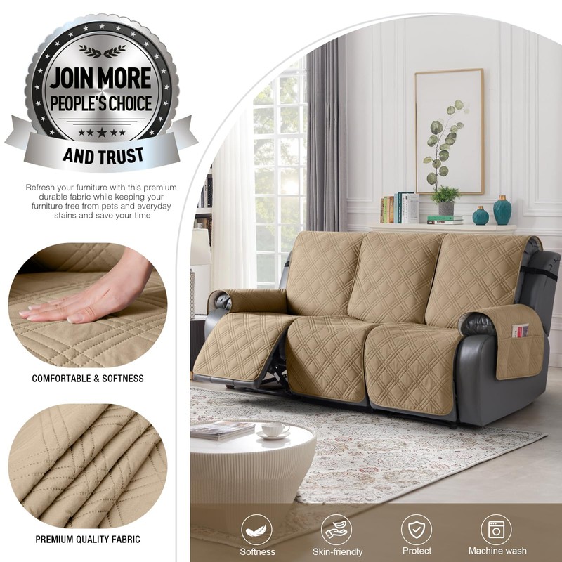 TAOCOCO 100% Waterproof Recliner Sofa Cover, Non Slip Split Couch