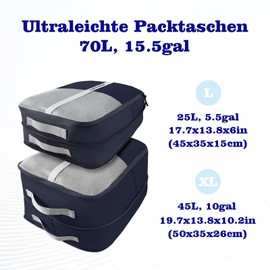 CANBOX Compression Packing Cube Set, Ultralight Expandable Suitcase Organiser Set, Waterproof Nylon Packing Cubes, Compression Packing Bags for Suitcases and Backpack (2-Piece Set)