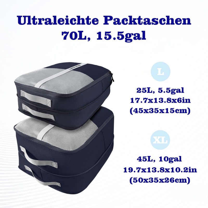 CANBOX Compression Packing Cube Set, Ultralight Expandable Suitcase Organiser Set,