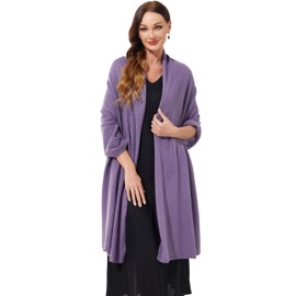 VIKIDEER 100% Cashmere Wrap Knitted Pashmina Scarf Shawl Extra Large Long Stole for Women Wayfarer Travel Dark Purple