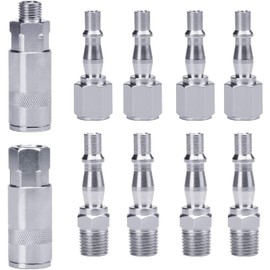 10 Pcs Air Line Connectors,Air Line Couplings Fitting 1/4" BSP Compressed Euro Airline Quick Release Fittings Male Female,Pcl Air Fittings,Air Compressor Fittings