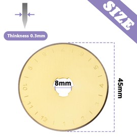 Treki 45mm Rotary Cutter Blade 10 Pcs Titanium Rotary Blades SKS-7 Fabric Cutting Blades for Quilting Sewing Crafting and Fabric Leather Cutting