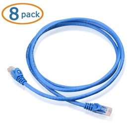 Cable Matters Paquete de 8 cables Ethernet Cat5e cortos Snagless (Cable Cat5e, Cable Cat 5e) en azul de 5 pies