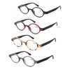 MODFANS 4 Pack Round 1.5 Reading Glasses Women Men,Retro Matte