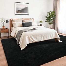 Chicrug 4x6 Minimalist Washable Area Rugs for Bedroom Living Room Classroom, Modern Soft Memory Foam Rug for Kids Nursery, Low Plie Indoor Carpet for Dorm Dinning Office Bedside Room Decor, Black