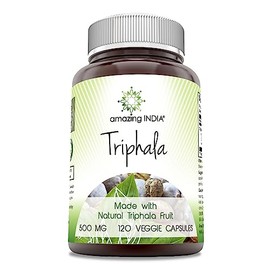 Amazing India Natural Triphala Supplement | 500 Mg per Serving | 120 Veggie Capsules | Non-GMO | Gluten-Free | Made in USA