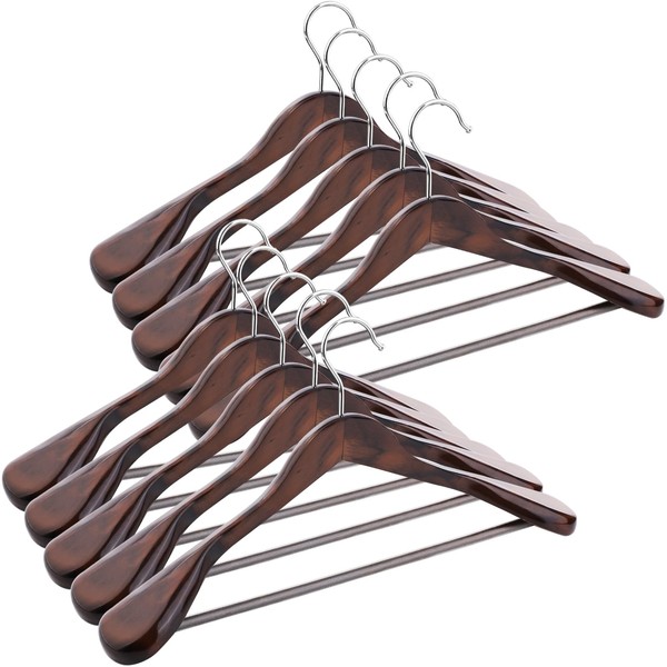 ABHENG Solid Wood Suit Hangers, 10 Pack, Coat Hangers with