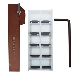 zouzmin 1pc 3/4In Shank MGEHR2020-2 High Quality Lathe Grooving Cut-Off Parting Tool Holder with 11pcs MGMN200 Indexable Carbide Grooving Inserts for Steel, Stainless Stee (MGEHR2020-2 + MGMN200)