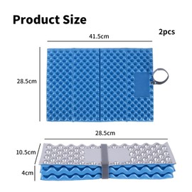CLKE 2Pcs Sleeping Foam Mat Foldable, Hiking Sit Mat with Elastic Band, Foldable Portable Waterproof Thermally Insulated Seat Pad for Picnic Climbing, Egg Nest Design(Blue)