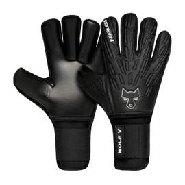 FEARLESS GOALKEEPERS Wolf V Onyx Goalkeeper Gloves - Breathable Football Gloves with Finger Protection, Non-Slip Grip, Roll Finger Cut and Removable Rails - For Adults and Children
