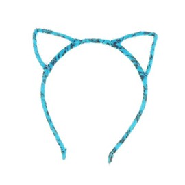 Ladies Fuzzy Stencil Cat Ears Deeley Bopper Narrow Headband Alice Band (Dark Turquoise Leopard)