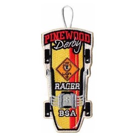 Pinewood Derby Racer Patch - Lion Retro - Fully Embroidered - ClassB