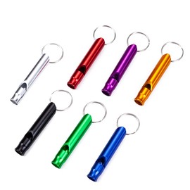 WeddHuis Pack of 7 Rescue Whistle, Aluminium Emergency Whistle, Outdoor Survival Signal Whistle with Keyring for Wild Hiking Camping Training, multicoloured