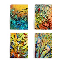 Spring Blue Birds Kitchen Towels Dish Towels, 16x24 inch Oil Painting Birds Kitchen Towels Set of 4, Decorative Hand Towels for Spring Summer Kitchen Decoration