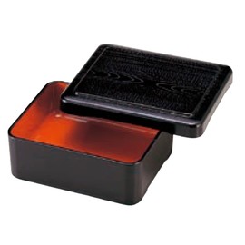 J-kitchens Eel Heavy Box, New Wood Grain, Bowl Weight, Black Uchi Vermilion Coating, 6.2 x 5.1 x 2.5 inches (15.8 x 13 x 6.4 cm), Made in Japan