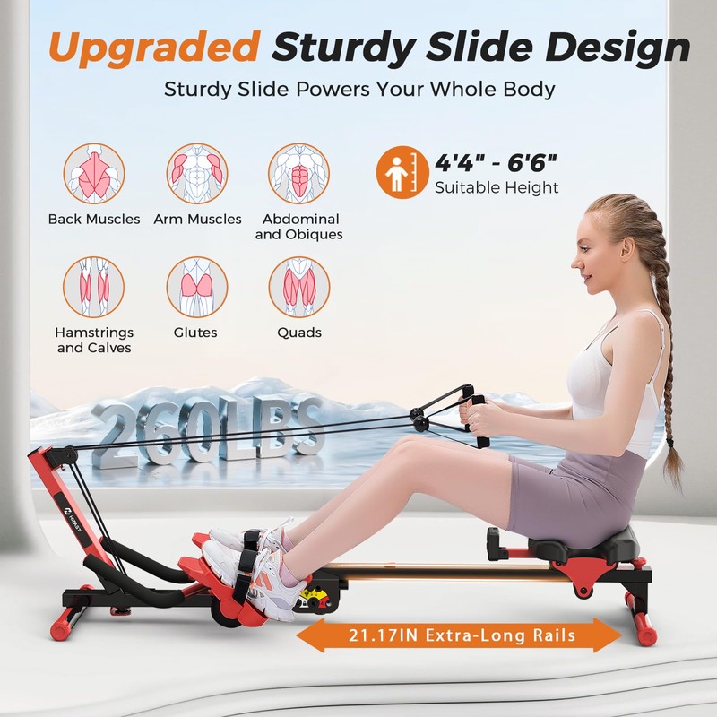 Rowing Machines for Home, 4 in 1 Rowing and Ab