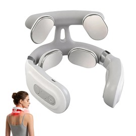 Neck Massager with Heat & Impulses, Electric Neck Massager Wireless, 6 Modes & 16 Levels Power, Small and Portable, Pressure Relief, Muscles Relax (Pack of 1)