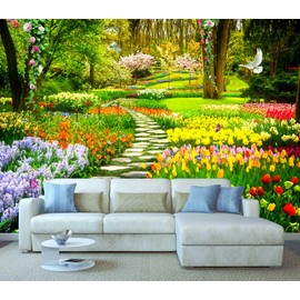 Cliouar-Tulips, Lavender, Roses, Flowers Wall Mural wallpaper-103 x 69"