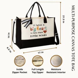THEBUSSA Teacher Appreciation Gifts - Teacher Gifts for Women - Thank You Teachers Gift, Gift for Teachers - Daycare Preschool Teaching Tote Bags for Women - Canvas Tote Bag