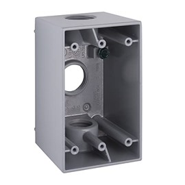 BELL 1-Gang Weatherproof Deep Box, Three 3/4 in. Threaded Outlets, Gray (5386-0)