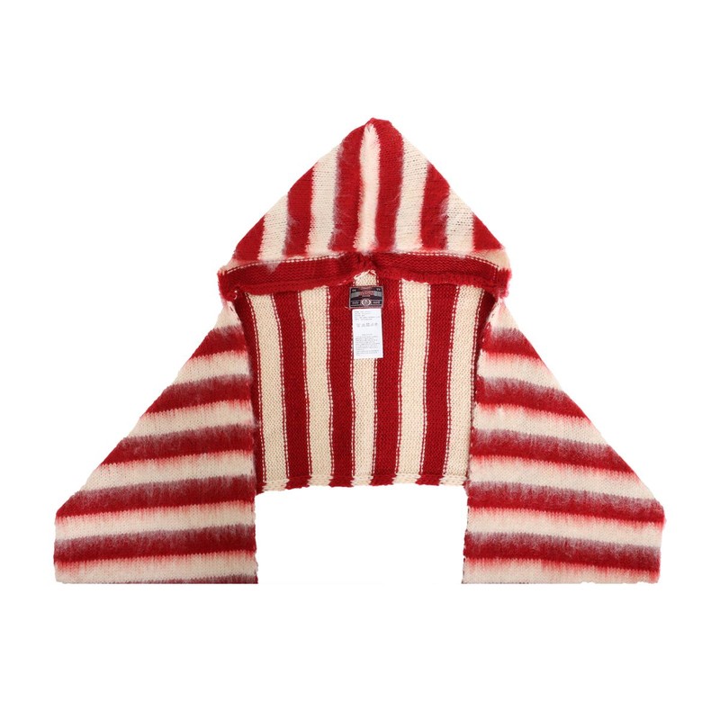 Kane Pioneer Hood Scarf Red & Cream Stripe