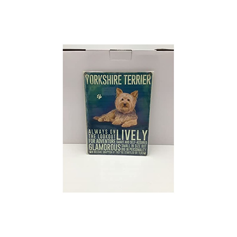 Garden Gate Yorkshire Terrier Metal Wall Sign Art Retro Metallic